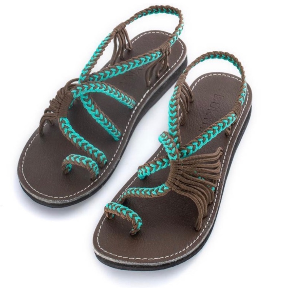 Bokyna Turquoise and Brown sandals